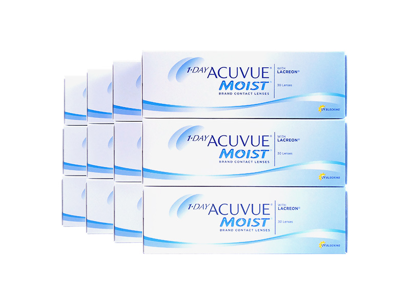 1 Day Acuvue Moist 12-Box Daily Disposable Contact Lenses 30 Lenses Per Box
