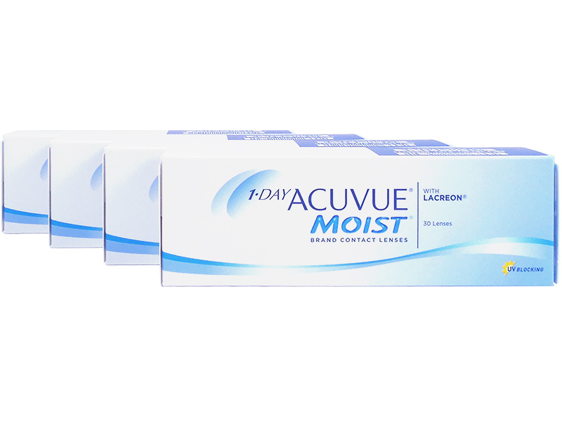 1 Day Acuvue Moist 4-Box Daily Disposable Contact Lenses 30 Lenses Per Box
