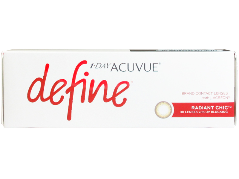 1 Day Acuvue Define Radiant Chic with LACREON Daily Disposable Color Contact Lenses 30 Lenses Per Box